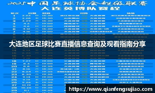 大连地区足球比赛直播信息查询及观看指南分享