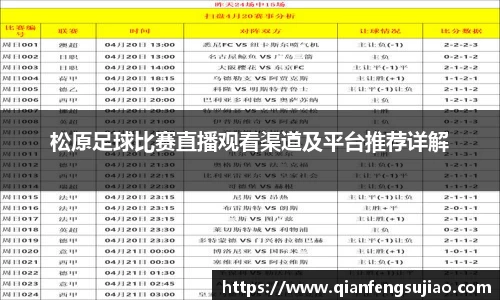 松原足球比赛直播观看渠道及平台推荐详解