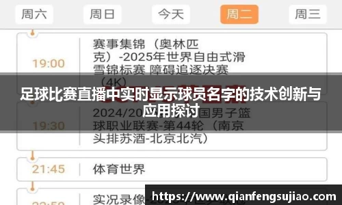 足球比赛直播中实时显示球员名字的技术创新与应用探讨