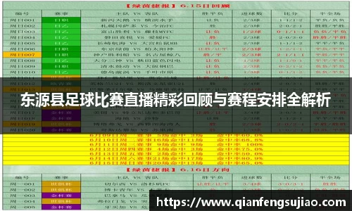 东源县足球比赛直播精彩回顾与赛程安排全解析